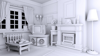 MAYA卡通室内客厅场景建模与设施工程服务