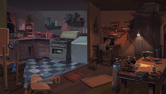 欧美Q版室内场景 原画插画的创意世界